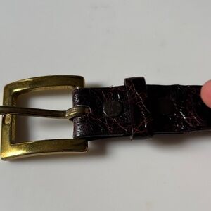 Brown alligator Leather Belt with Gold Buckle